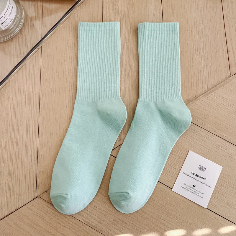 Japanese Fashion Sports Socks – Unisex Cotton Street Style Crew Socks for Autumn & Winter