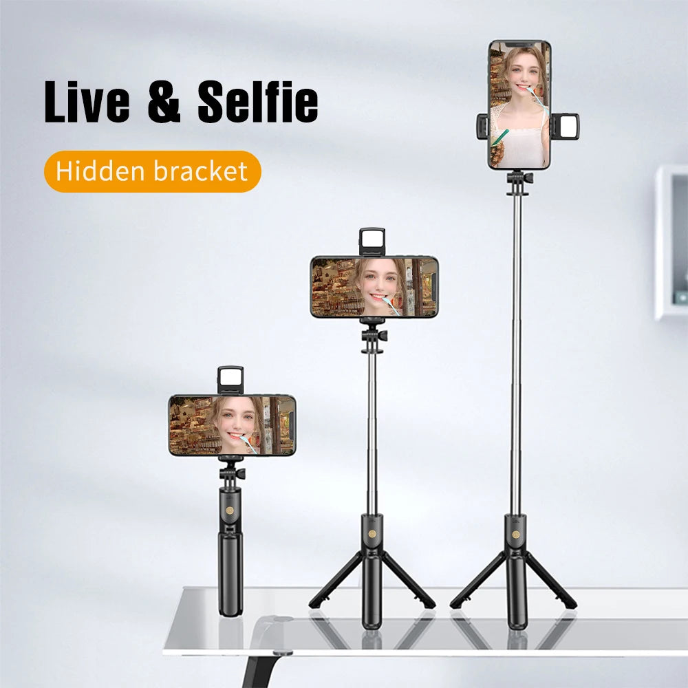 Wireless Selfie Stick Tripod with LED Light & Bluetooth Remote – Extendable Phone Stand for iPhone, Android & TikTok Live Streaming