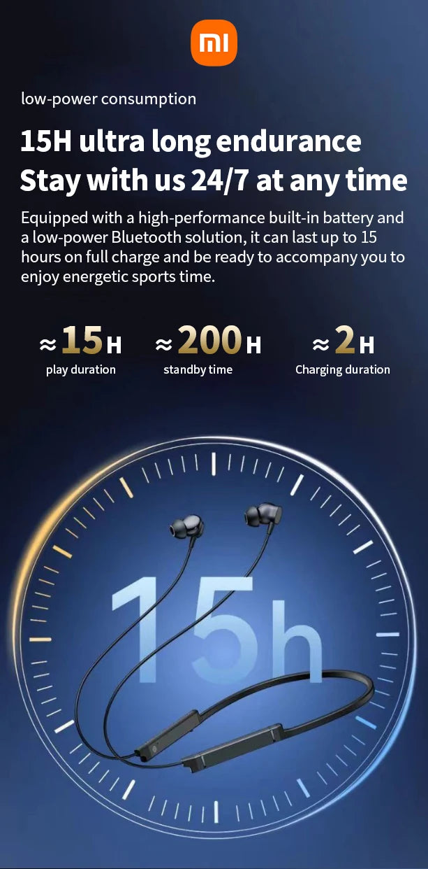 Xiaomi MijiaI BS09 ENC Bluetooth 5.3 Neckband Earphones – HiFi Stereo Wireless Sport Headphones