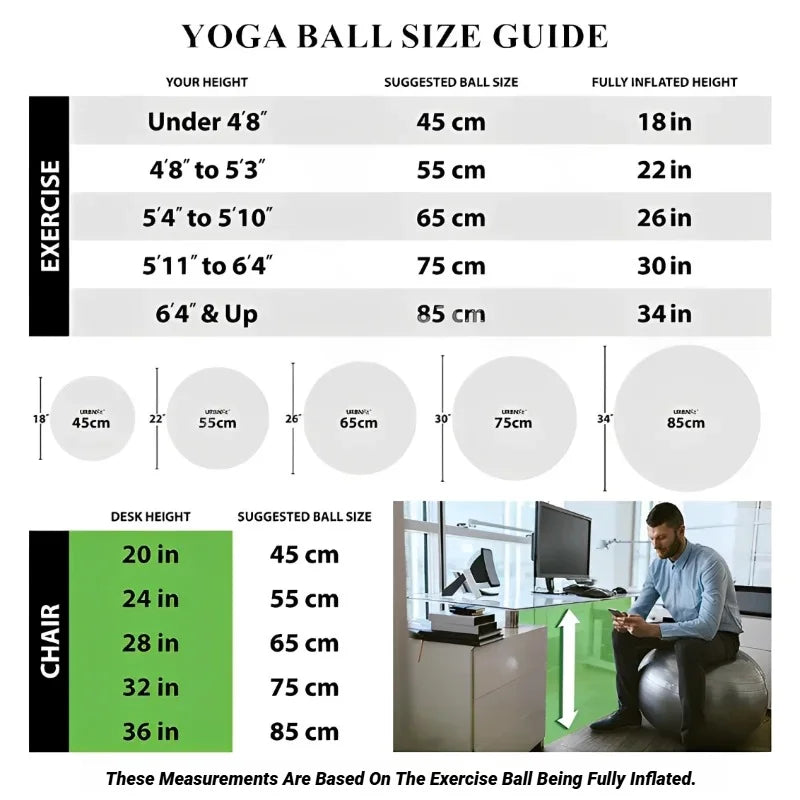 Explosion-Proof Yoga Pilates Exercise Ball – 45CM-95CM Fitness Gym Ball