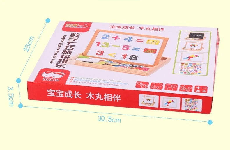 Wooden Multifunction Magnetic Drawing Board – Animal Puzzle Learning Toy for Kids