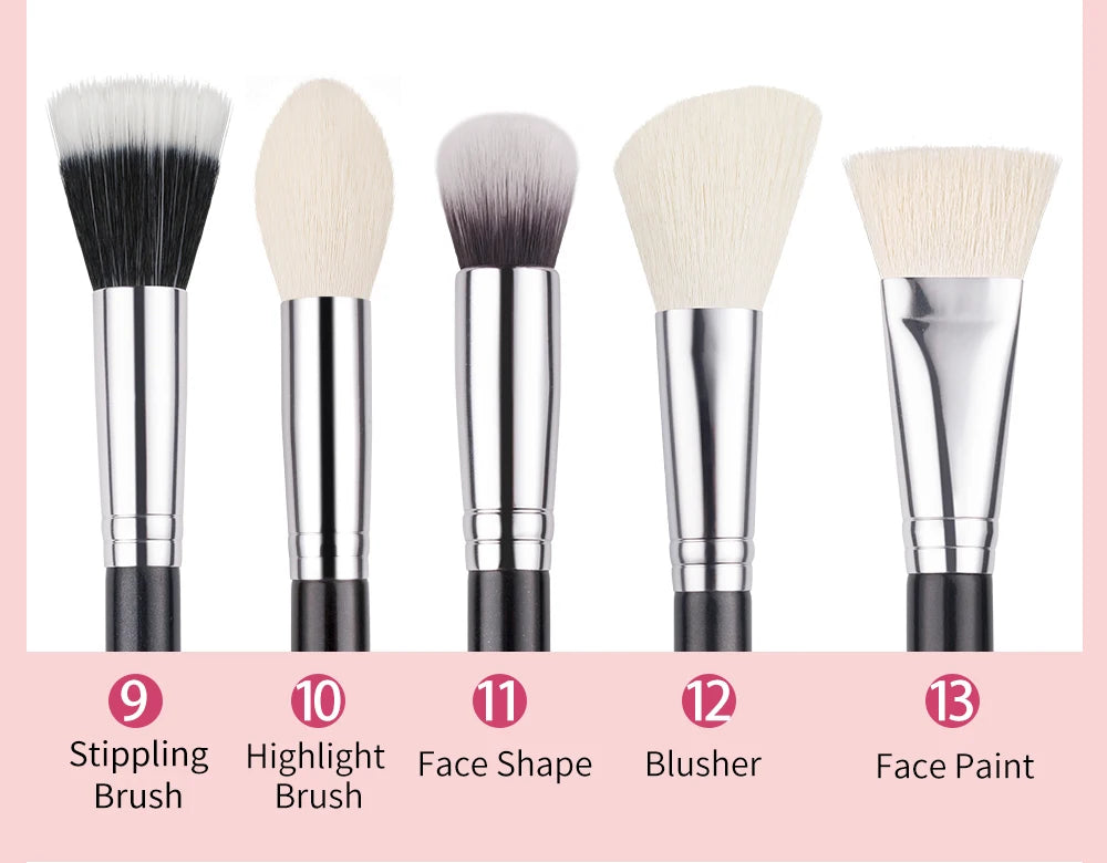 BEILI Black Makeup Brush Set – Professional Natural Goat Hair Brushes for Foundation, Powder & Eyeshadow