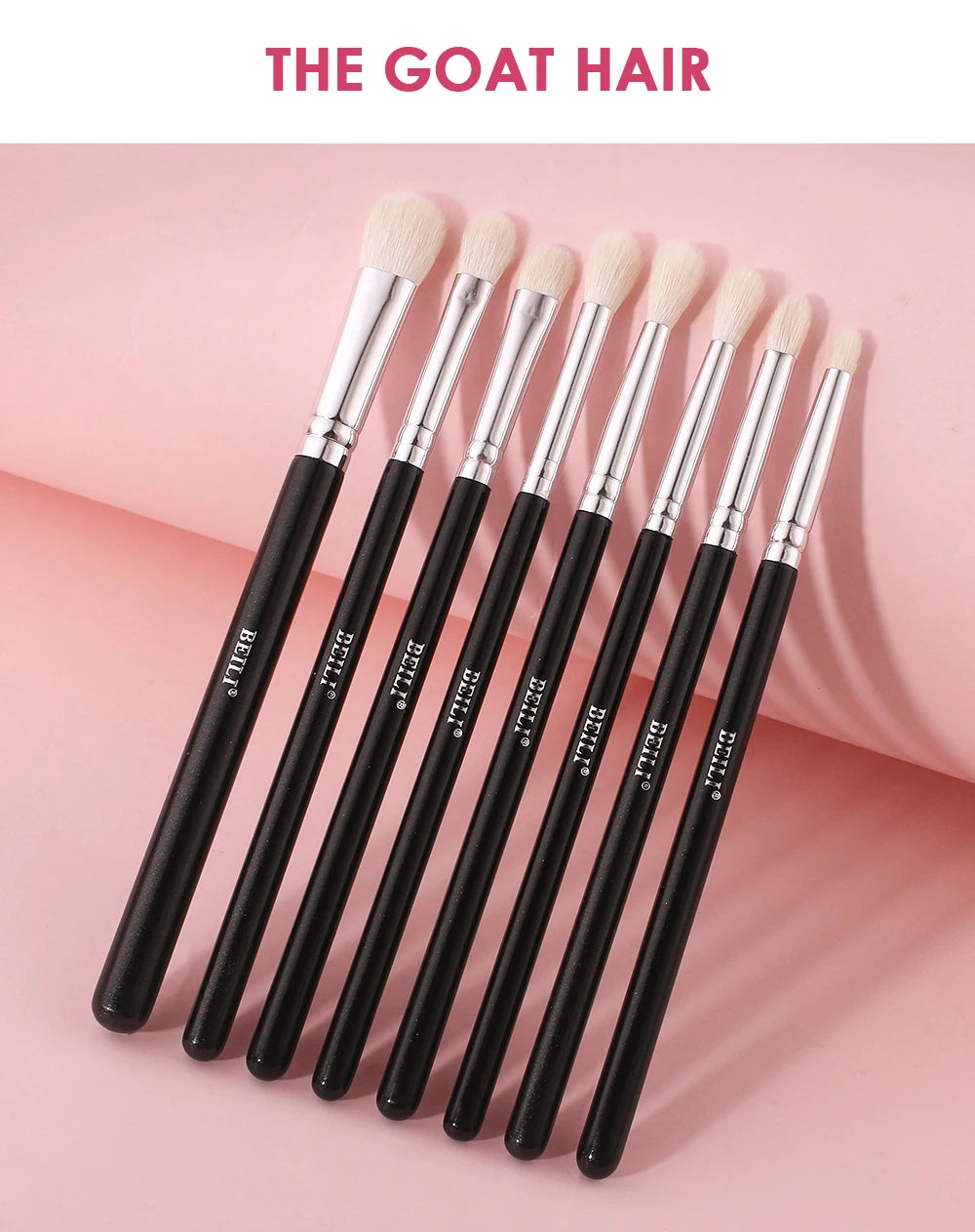 BEILI Black Makeup Brush Set – Professional Natural Goat Hair Brushes for Foundation, Powder & Eyeshadow