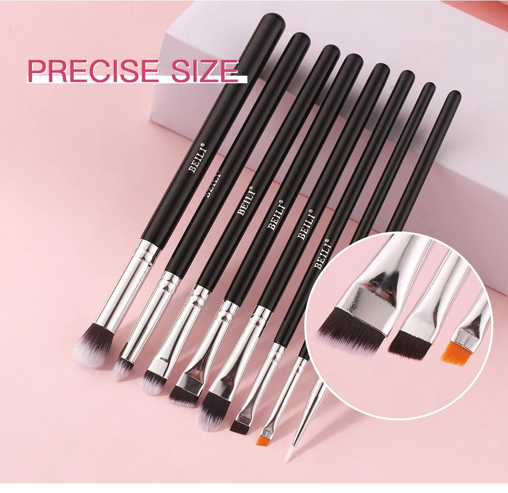 BEILI Black Makeup Brush Set – Professional Natural Goat Hair Brushes for Foundation, Powder & Eyeshadow