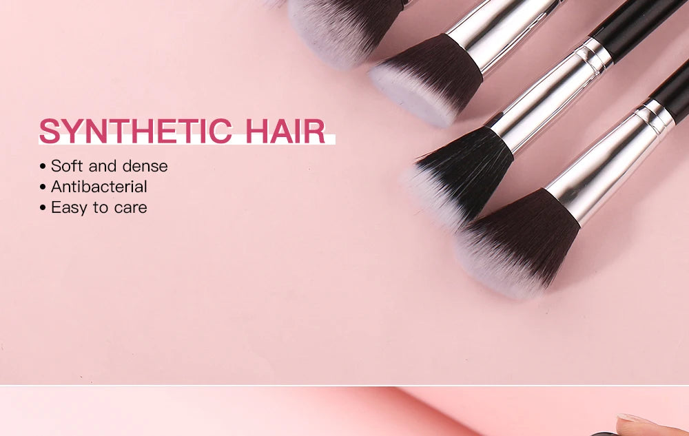 BEILI Black Makeup Brush Set – Professional Natural Goat Hair Brushes for Foundation, Powder & Eyeshadow