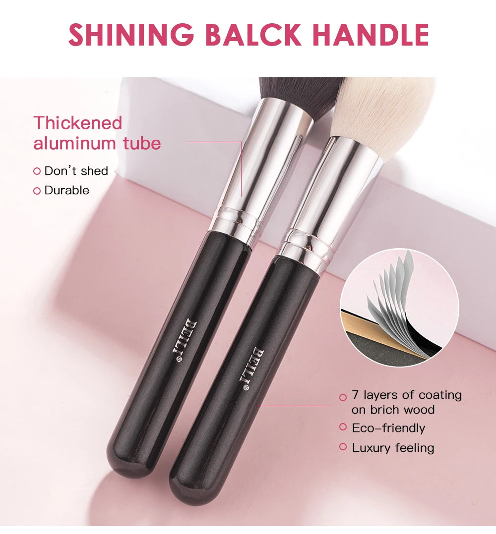 BEILI Black Makeup Brush Set – Professional Natural Goat Hair Brushes for Foundation, Powder & Eyeshadow