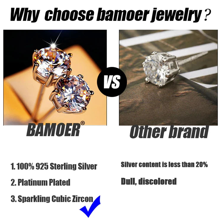 BAMOER 925 Sterling Silver Stackable Rings – Gold-Plated Simulated Diamond CZ Eternity Bands for Women