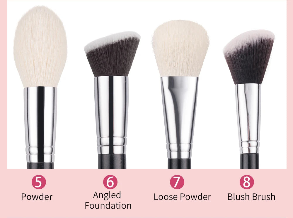 BEILI Black Makeup Brush Set – Professional Natural Goat Hair Brushes for Foundation, Powder & Eyeshadow