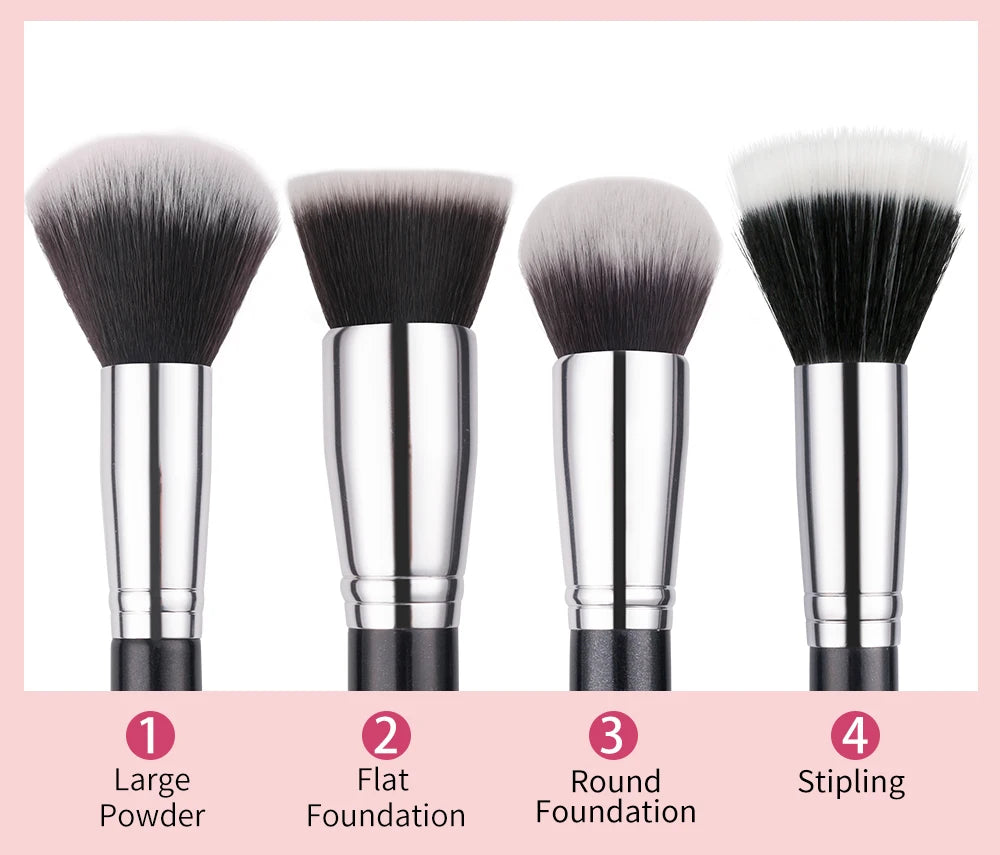 BEILI Black Makeup Brush Set – Professional Natural Goat Hair Brushes for Foundation, Powder & Eyeshadow