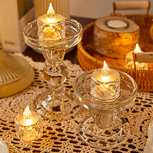 Flameless LED Light Candle LED Crystal Candle Light Transparent Shell Electronic Night Lamp Dating Party Holiday Home Decoration