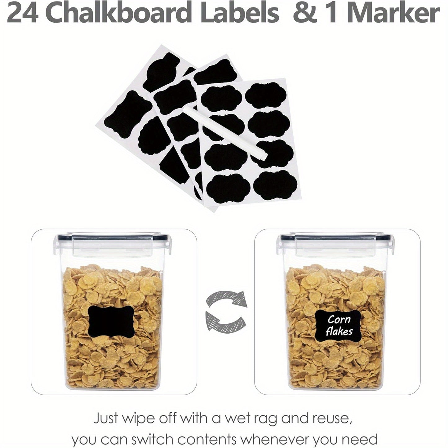 14-Piece Airtight Kitchen Storage Containers Set with Lids & Labels