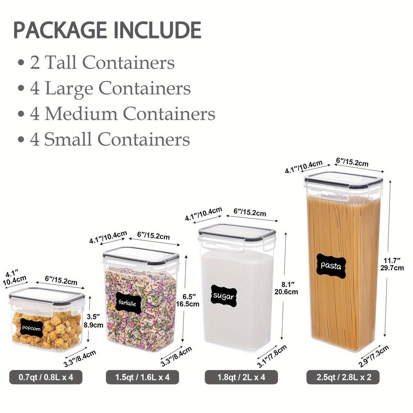 14-Piece Airtight Kitchen Storage Containers Set with Lids & Labels