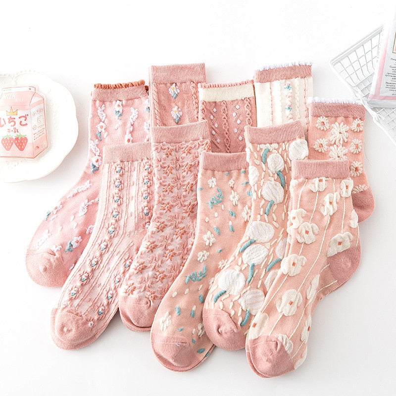 Retro Lace Socks™- Harajuku Embroided Lolita Socks