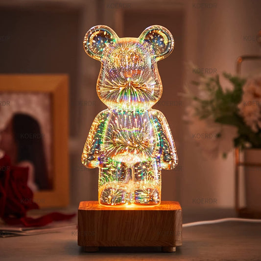 3D Glow Bear ™- USB Night Light  Colorful Fireworks